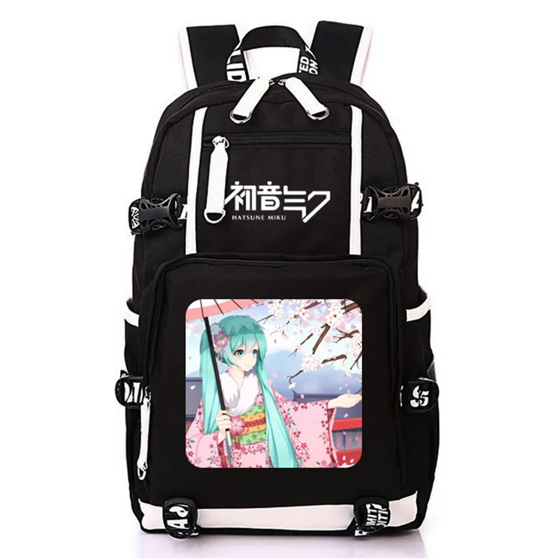 Style-14 Модная Аниме Хацунэ Мику Vocaloid Студенческая сумка для отдыха и путешествий с usb зарядным портом школьные сумки для подростков мальчиков и девочек - Цвет: Style-14