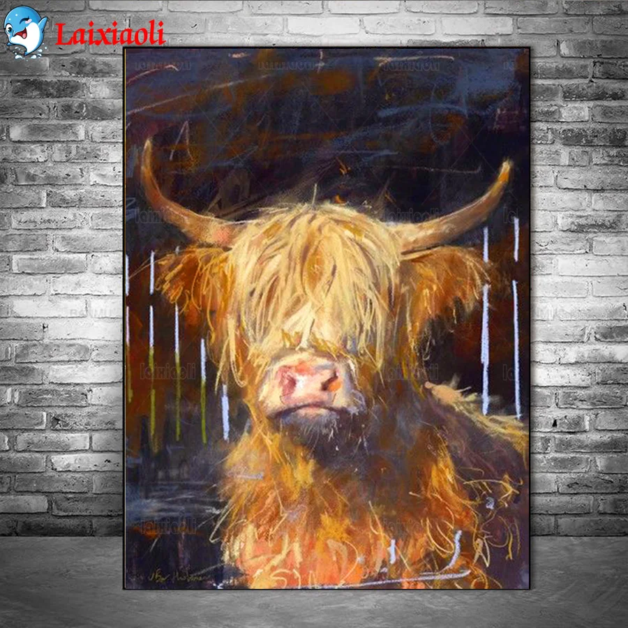 

Алмазная вышивка с изображением горы, коровы, алмазная живопись «сделай сам», 5D Алмазная мозаика, квадратные круглые стразы, картина с изобр...