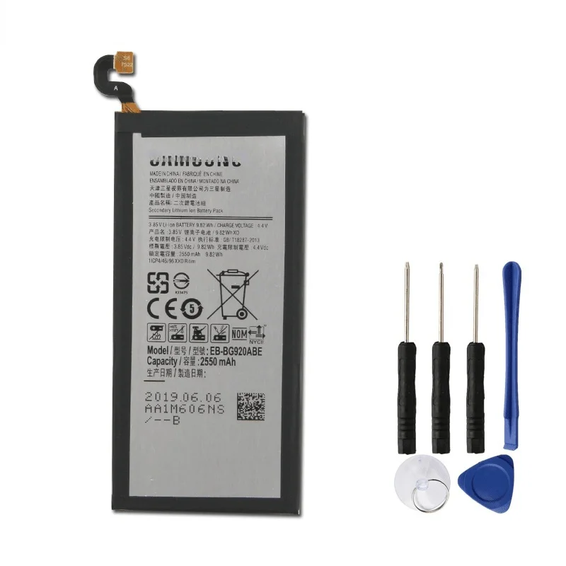 

Original EB-BG920ABE Battery For Samsung GALAXY S6 G9200 G9208 G9209 G920F G920I EB-BG920ABA Replacement Phone Battery 2550mAh