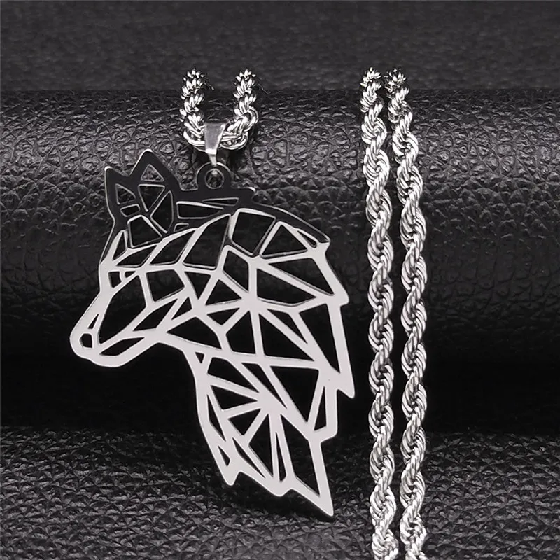 

2022 Stainless Steel Chain Necklaces Silver Color Long Geometry Wolf Necklace Pendant Jewelry acero inoxidable NXH119S01