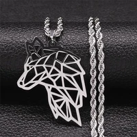 2022 stainless steel chain necklaces silver color long geometry wolf necklace pendant jewelry acero inoxidable nxh119s01