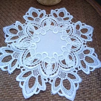 2pcs for one bag lace polyester placemat cup coaster mug pad tea table cloth tea coffee glass doily with embroidery in kitchen