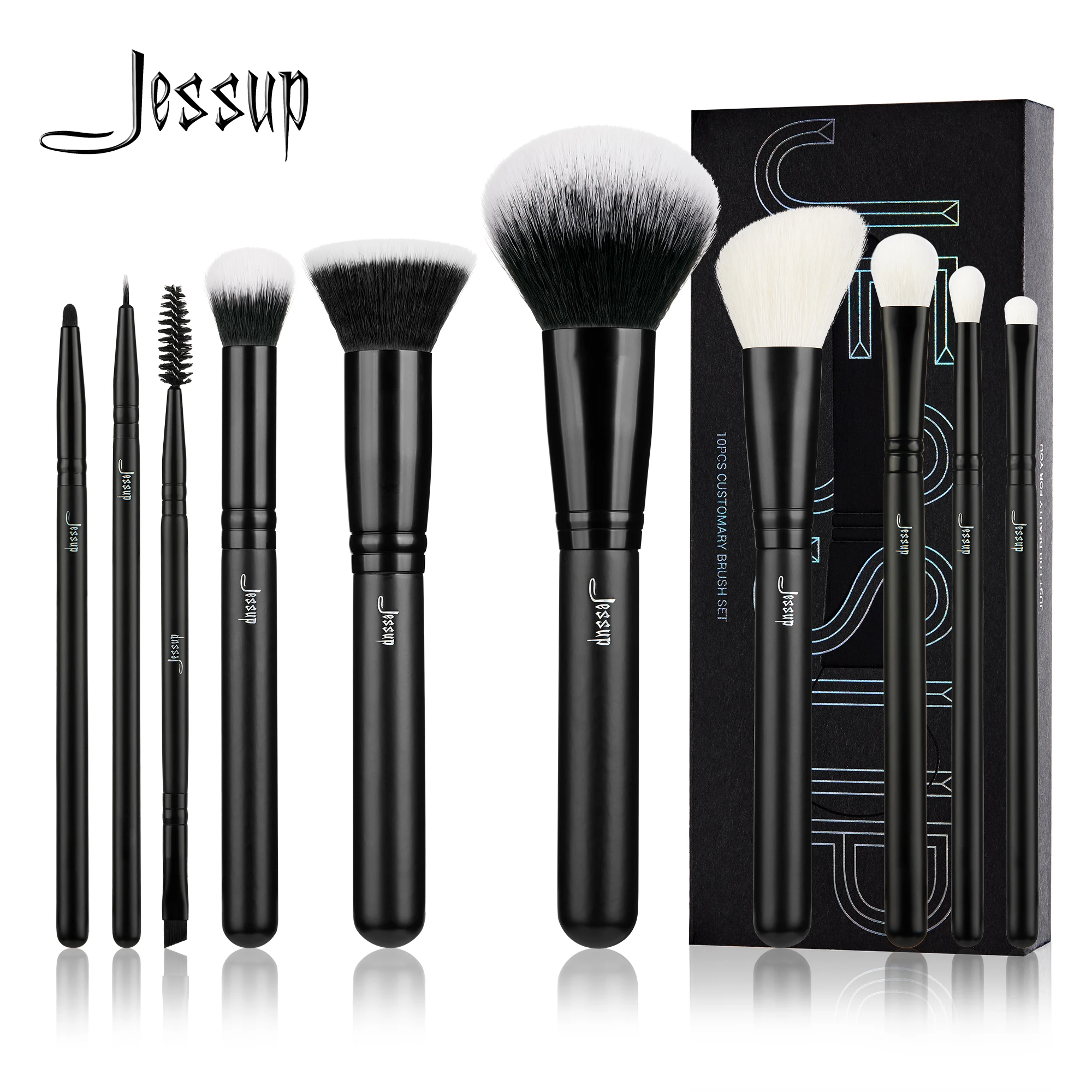Jessup 10pcs Makeup Brushes Set Natural Synthetic Powder Foundation Eyeshadow Eyeliner Brush Concealer Blush Eyebrow Broach T323