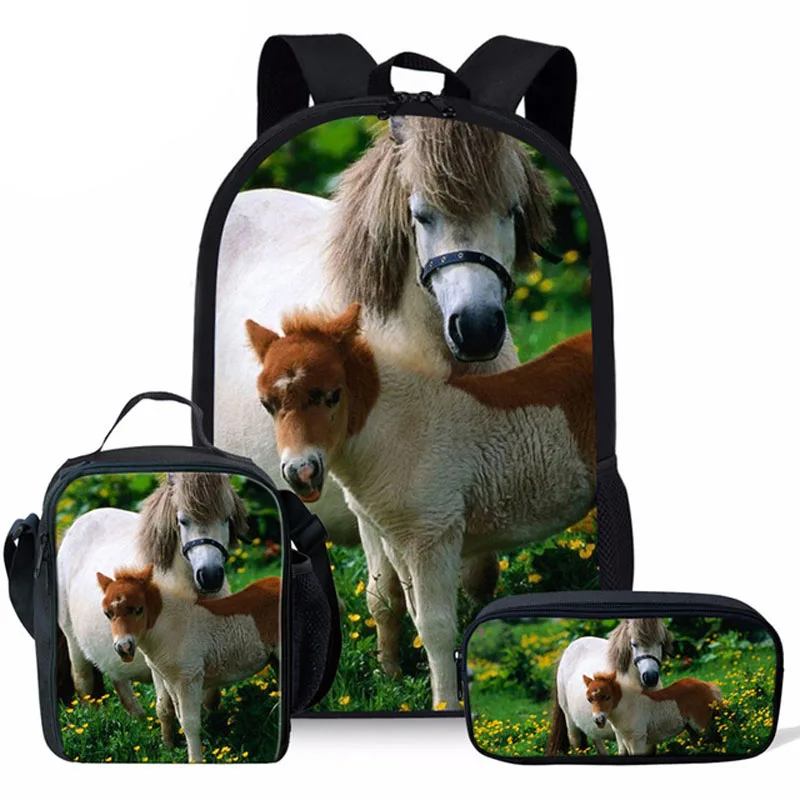 Набор школьных сумок для девочек рюкзак с рисунком милой лошади Детская сумка