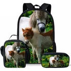 Набор школьных сумок для девочек, рюкзак с рисунком милой лошади, Детская сумка для учебников