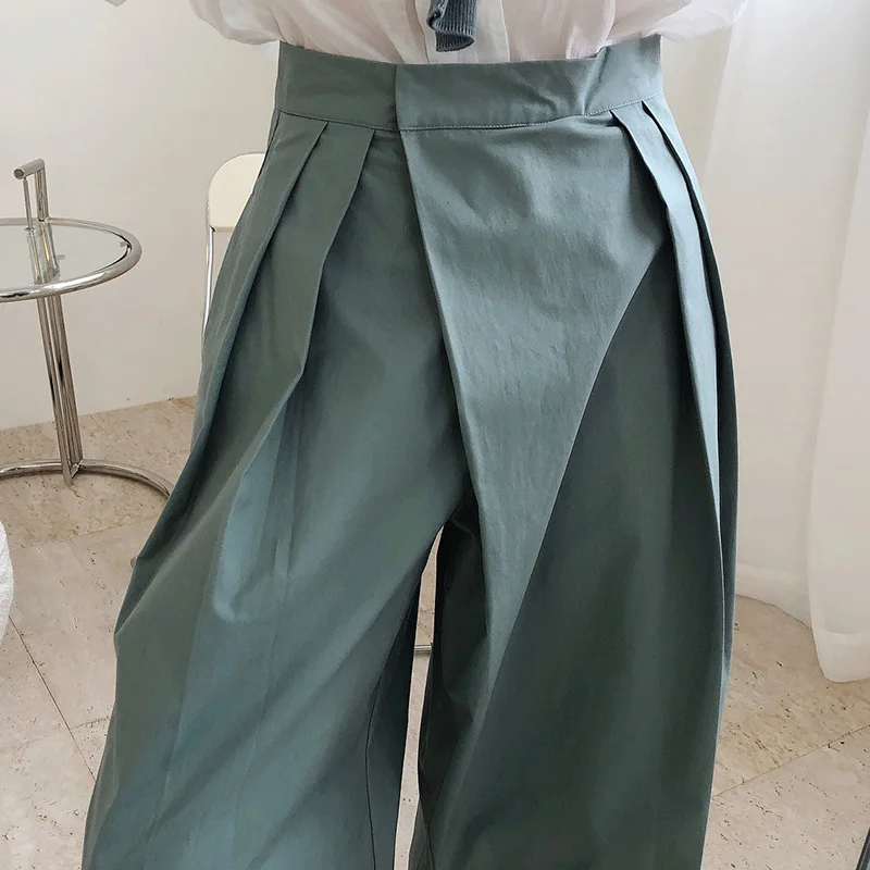Женские винтажные прямые брюки серые зеленые повседневные широкие уличная мода