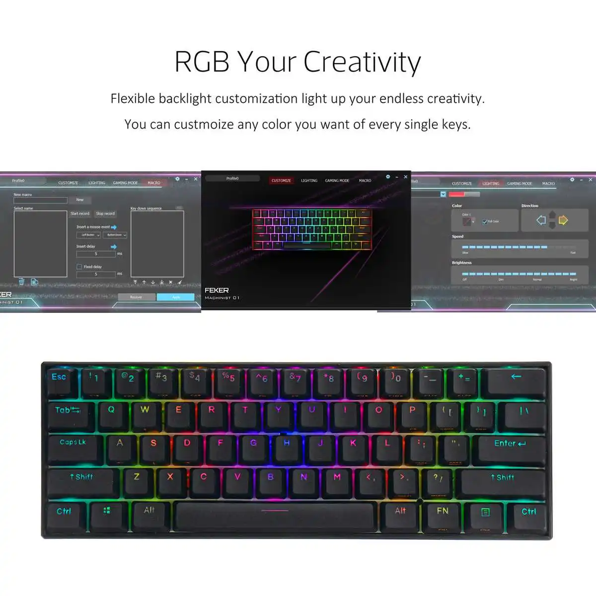 61 keys mechanical gaming keyboard 60 nkro bluetooth 5 0 type c rgb pbt keycap outemu switches for mechanical keyboard free global shipping