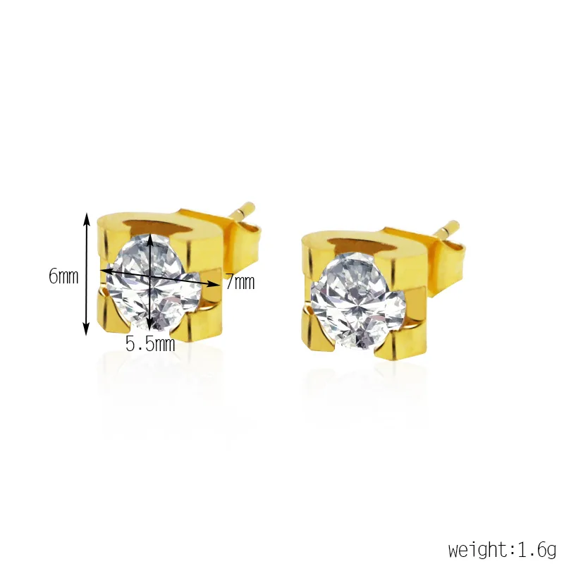 Модные женские украшения серьги с кристаллами 1 карат из титановой стали цвета