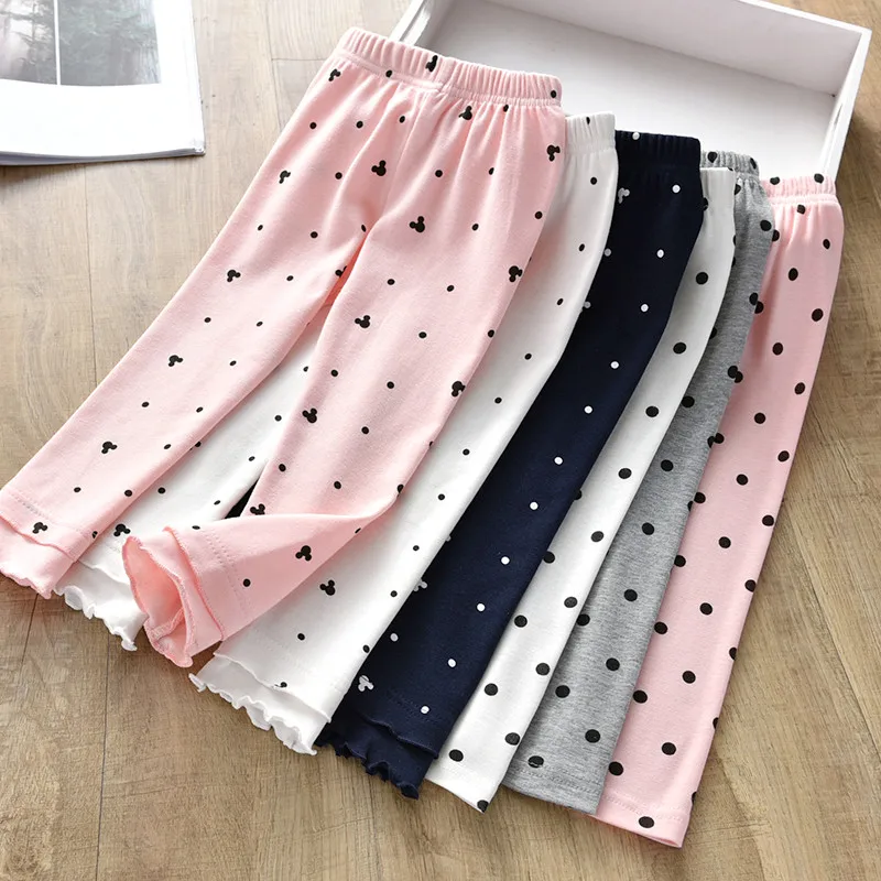 Милые Мягкие штаны для девочек детские леггинсы в горошек с сердечками От 1 до 6