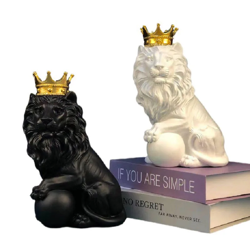 

Скандинавская ретро-статуэтка в виде короны льва, артикул, скульптура в виде животного, аксессуары для украшения дома, Современная Статуэтк...