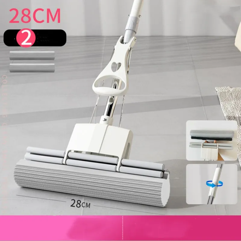 B1 Sponge Mop Head Household Hand-free Washing Absorbent Mop Oversized Roller Type Cotton Mop Ceramic Tiles Floor Cleaning - Цвет: B1