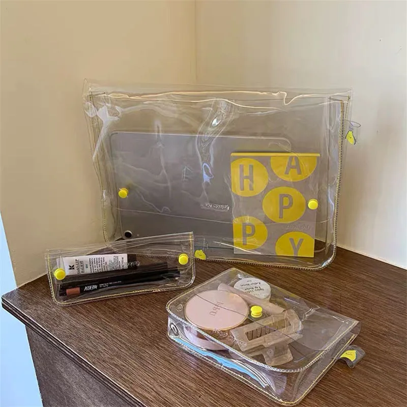 

Sharkkbang Lemon Pencil Bag Transparent PVC Storage Case S/M/L Portable Ipad/Tablet Cosmetics Organizer Holder Sstationery Bag