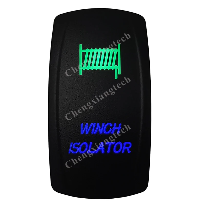 

12V 24V Marine Car Boat Truck RV WINCH ISOLATOR Rocker Switch SPST, 5 Pins ON-OFF, Green & Blue Led Push Switch for Carling