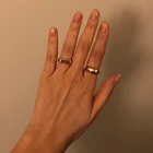 Массивные золотые кольца для женщин и девушек, стильные минималистичные блестящие металлические кольца с геометрическим дизайном, вечерняя бижувечерние я, 2 шт., 2021