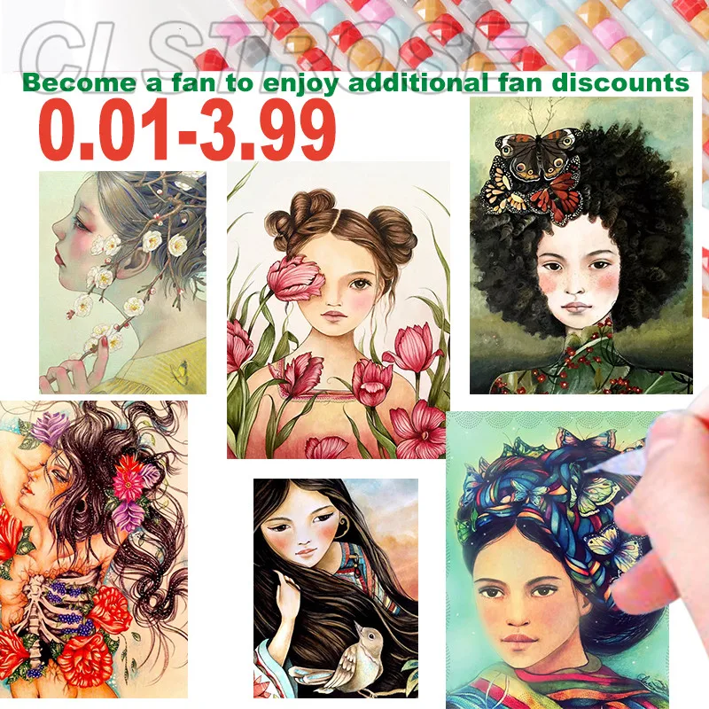 

Diamond Painting Figure Flower On Bone Full Square Round Diamond Mosaic Cross Stitch Home Decoration Gifts Can Be Customized