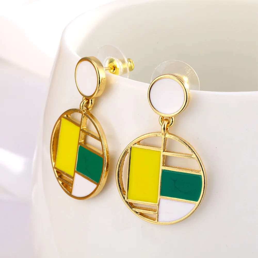 

Lost Lady Spring Mixed Color Enamel Geometric Dangle Drop Earrings for Women Girls Cute Round Hanging Earrings Wholesale Jewelry