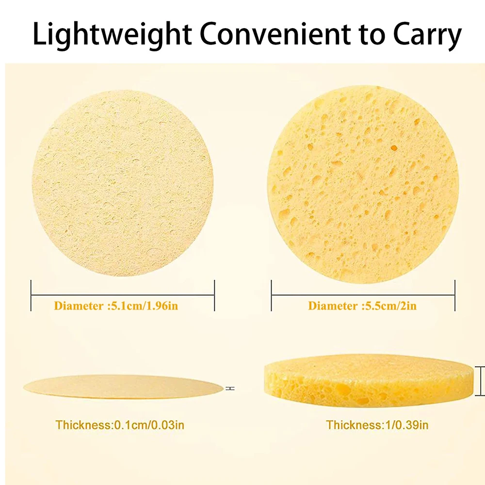 Целлюлозные губки для очищения лица и умывания 50 шт. подушечки снятия макияжа