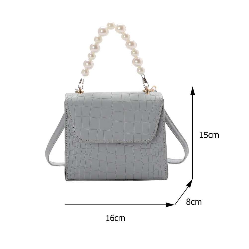 

Women Pure Color PU Crossbody Bag Casual Pearl Chian Top-handle Shoulder Bags Female Flap Shoulder Crossbody Pouch