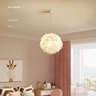 Современная Подвесная лампа с перьями E27, держатель для лампы, Сказочная Подвесная лампа, люстра в стиле лофт с гусиным пером для спальни, столовой, потолочный светильник