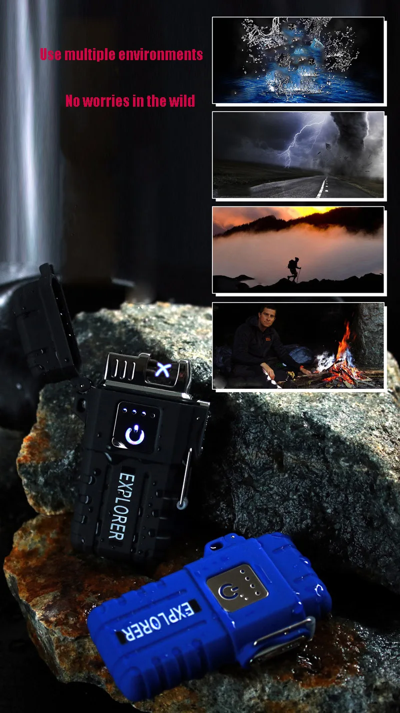 Крест двойной Arc Зажигалка Сенсорный Водонепроницаемый USB зарядка зажигалка зажигалки для сигарет на открытом воздухе кемпинга артефакт принадлежности для курения
