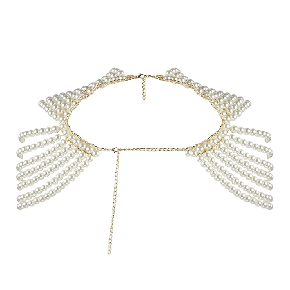 Пикантные Украшения для тела цепочка на грудь жилет с имитацией жемчуга три