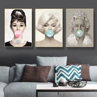 Плакаты и принты для домашнего декора, Мэрилин Монро, жевательная резинка, знаменитая актриса Одри Хепберн