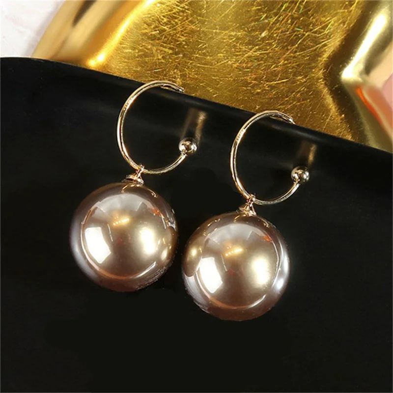 2 шт./компл. темперамент женщин серьги подвеска с большой жемчужиной золото танцы