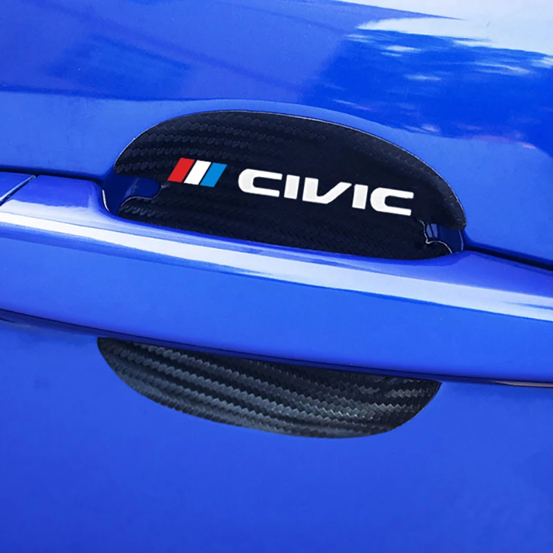 

For Honda Civic 10th 8th Type R 2008 2012 2018 2006 Car Accessories 4pcs Carbon Fiber Car Door Handle Scratch Protector Stickers