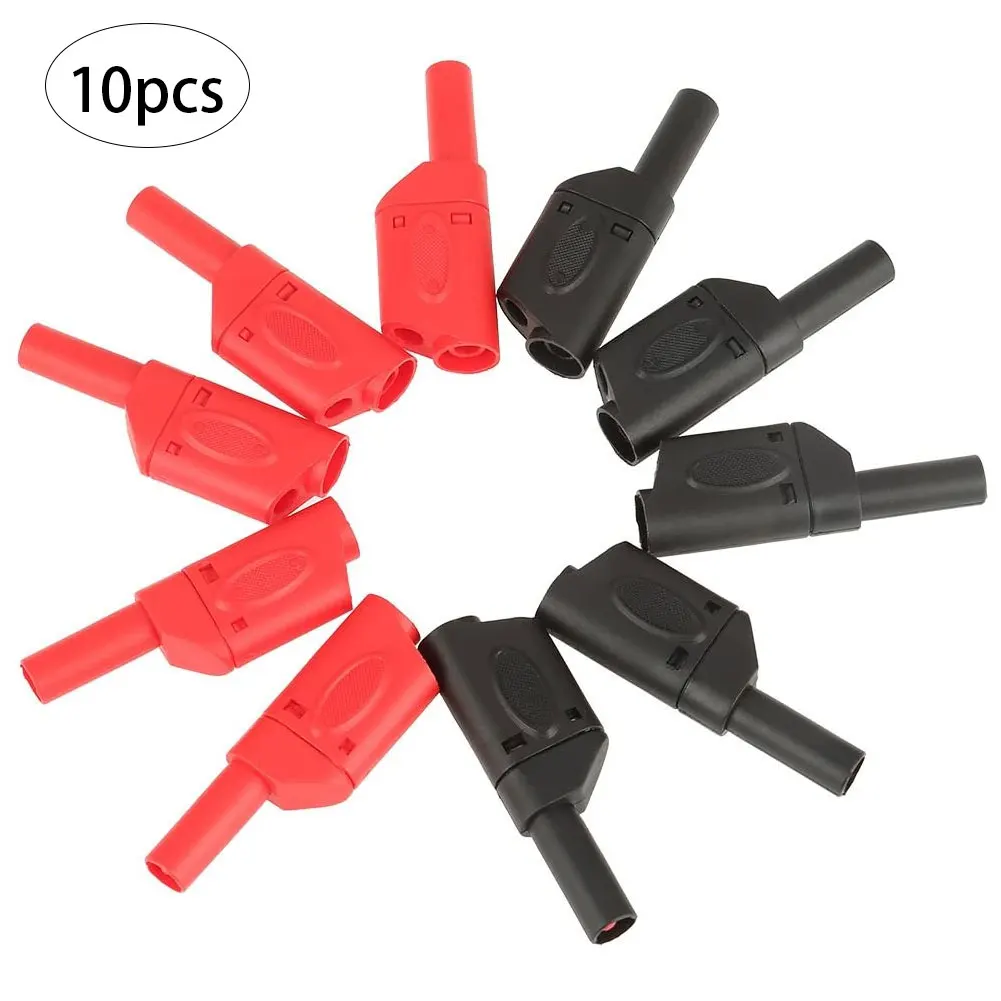 

10 Set 4mm Male Retractable Sheath Stackable Banana Plug Wire Solder Connector Black Red Black Stackable Banana Plugs Connectors