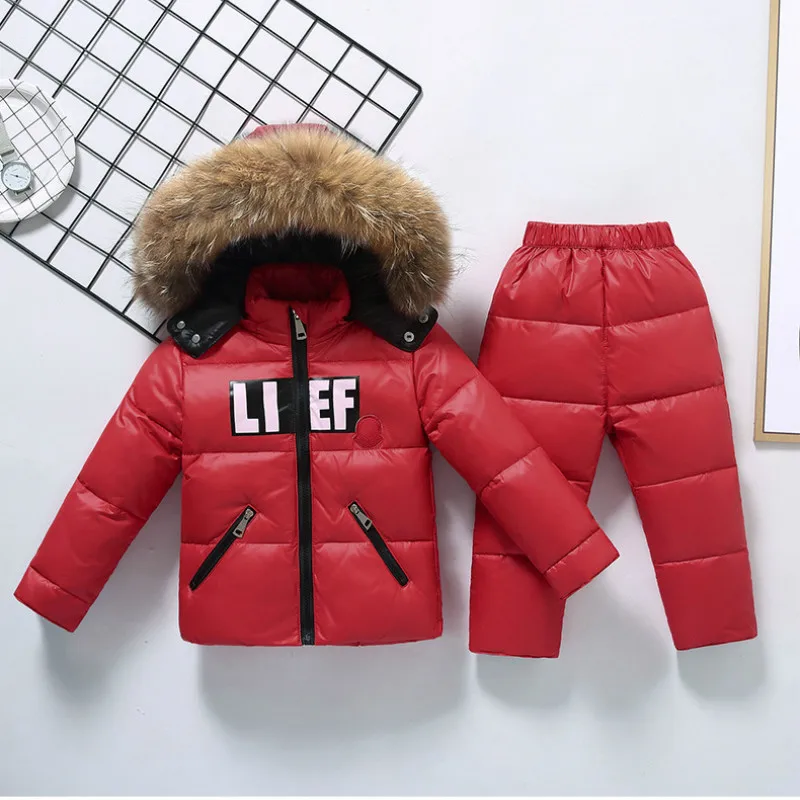 Детский зимний комбинезон на утином пуху с капюшоном до-30 градусов + штаны | Мать и