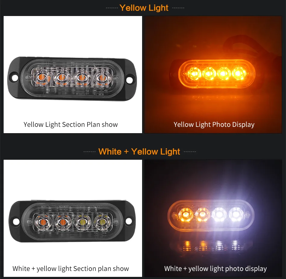 Новый Автомобильный светодиодный сигнальная лампа ультра тонкий 4 SMD помочь