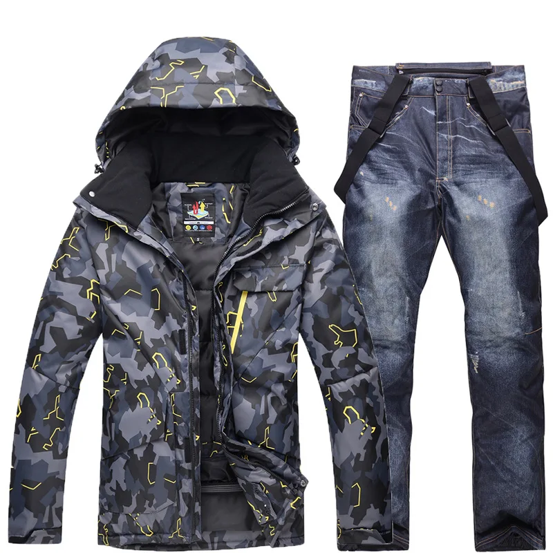 Куртка для сноубординга + джинсовые штаны мужской лыжный костюм