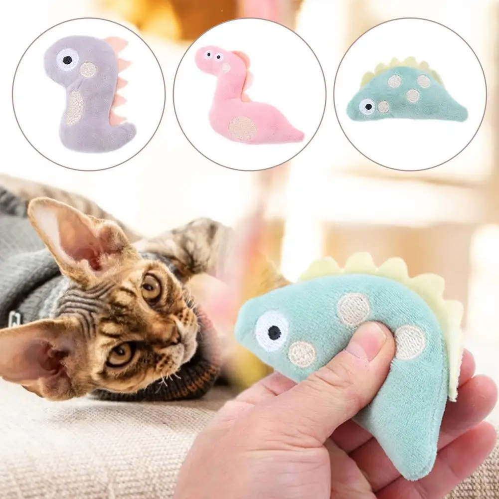 

Soft Cat Toy Plush Stuffed Pet Toys Cat Interactive Toys Dinosaur Little Bearcrocodile Modeling Mini Cat Bite Toy Chew Pet Toys