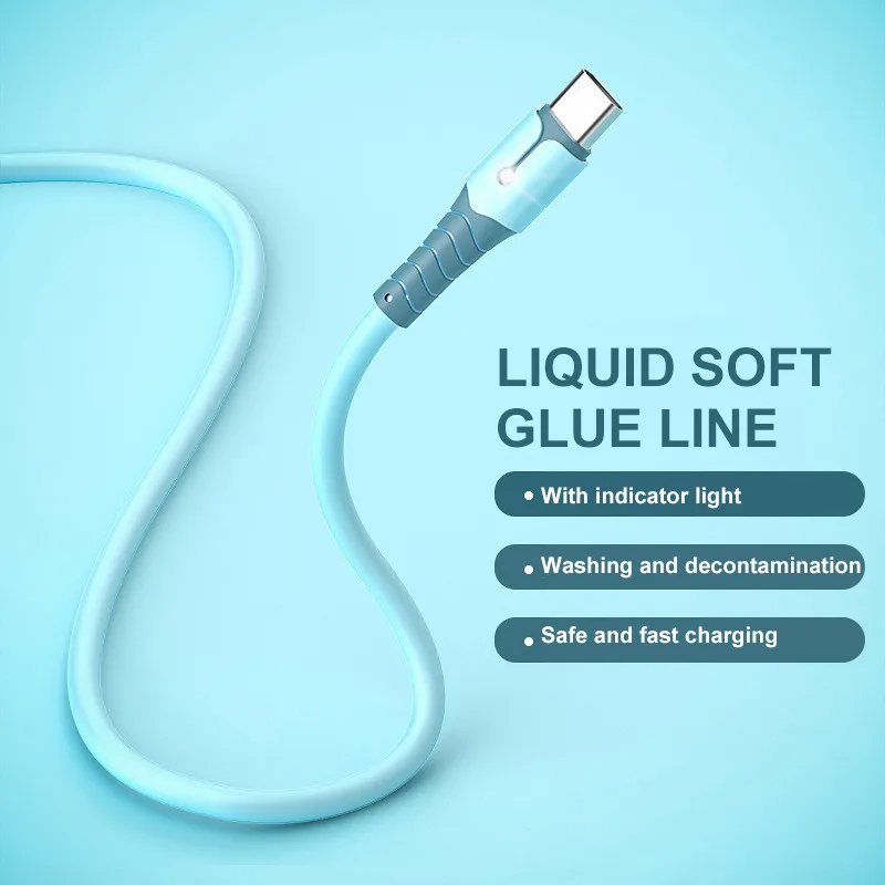 

5A Liquid Silicone Type C Cable For Samsung S10 S20 Huawei P40 Xiaomi Note 9 Fast Charging USB C Type-C Phone Charger Data Cord