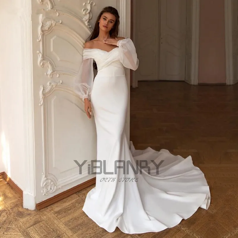 

YILIBERE Lace Wedding Dress Short Sleeve O-Neck Plus Size Luxury Lace Appliques Tulle Cathedral Train Robe Fluffy skirt
