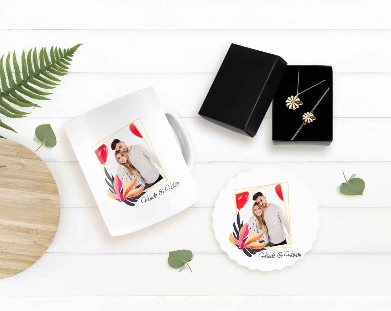 

Персонализированные ко Дню Святого Валентина тематические Фото Подставка под кружку и Цепочки и ожерелья браслета подарок Seti-27