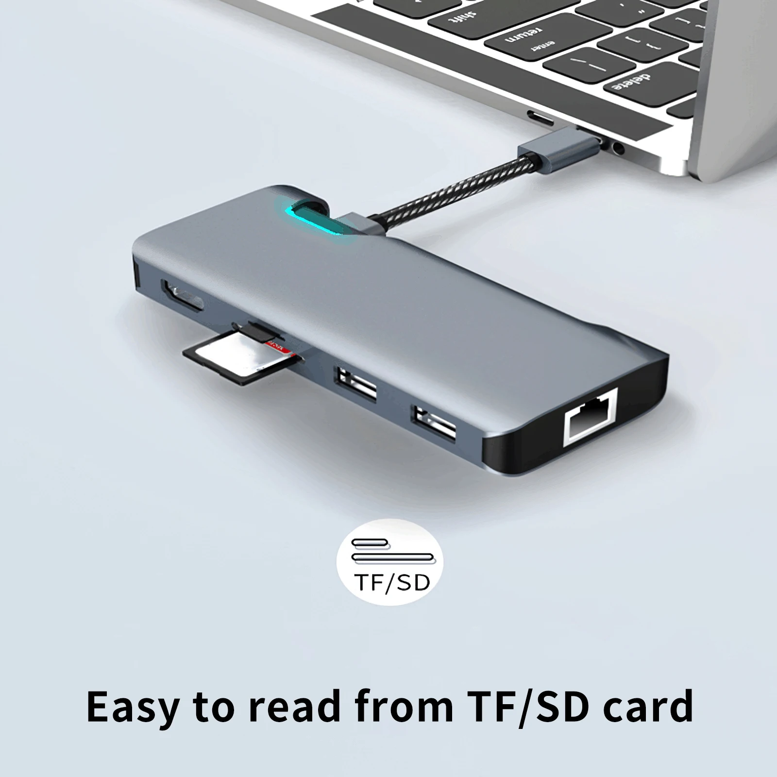 

7 in 1 4K Transmission USB3.0 Adapter Aluminum Alloy High Speed HUB Converter 1000Mbps Network Interface for Type-C Computer HOT