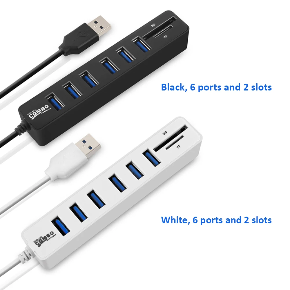 JDL HSD8 Combo 3/6 портов 2 0 Micro Card Reader SD/TF High Speed Multi USB Splitter Hub Combo|USB-хабы| |