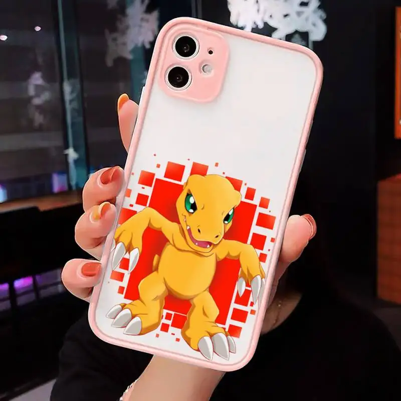 

Japanese Anime Digimon Cute monster Phone Cases matte transparent For iphone 7 8 11 12 plus mini x xs xr pro max cover