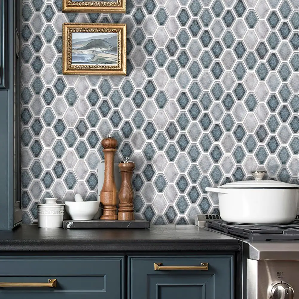 12&quotx12" Large Adhesive Peel and Stick Removable Wallpaper Diamond Tile Design Stickers for Kitchen Backsplash 300X300mm | Дом и сад