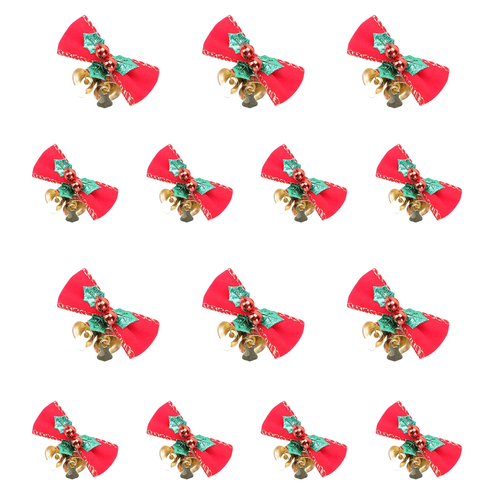 

24Pcs Small Bells with Beautiful Bows Christmas Gift Mini Bow for Home (Red)
