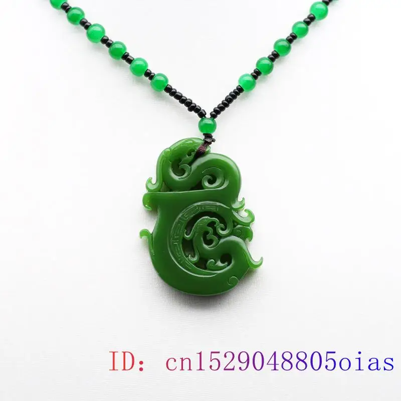 

Green Jade Dragon phoenix Pendant Carved Amulet Double-sided Necklace Jewelry Natural Fashion Chinese Charm Gifts Jadeite