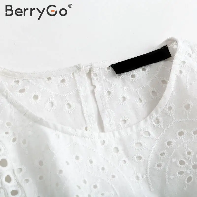 Женский топ с баской BerryGo Повседневный хлопковый оборками круглым вырезом и