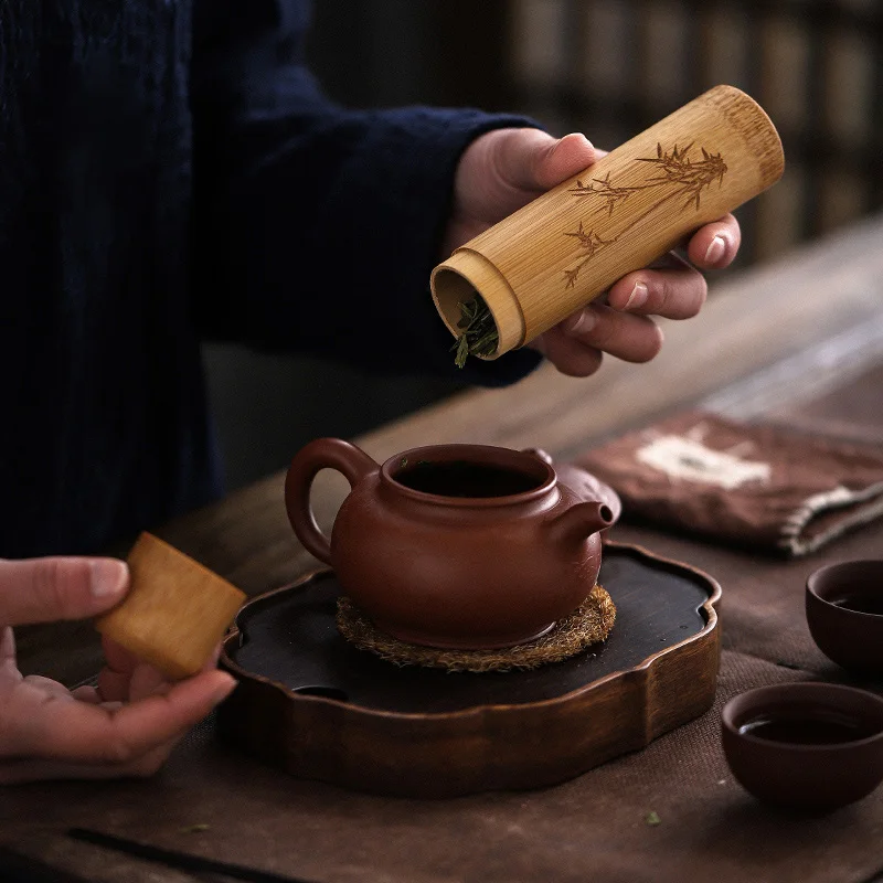 Маленькие бамбуковые керамические чайные кадки мини-канистры для чая или еды