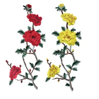 1pc red yellow lace applique flower appliques embroidery lace trim fabric cloth sewing patchwork diy craft
