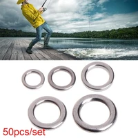 50pcs hot solid line tackle durable fish connector fishing split rings stainless steel swivel snap