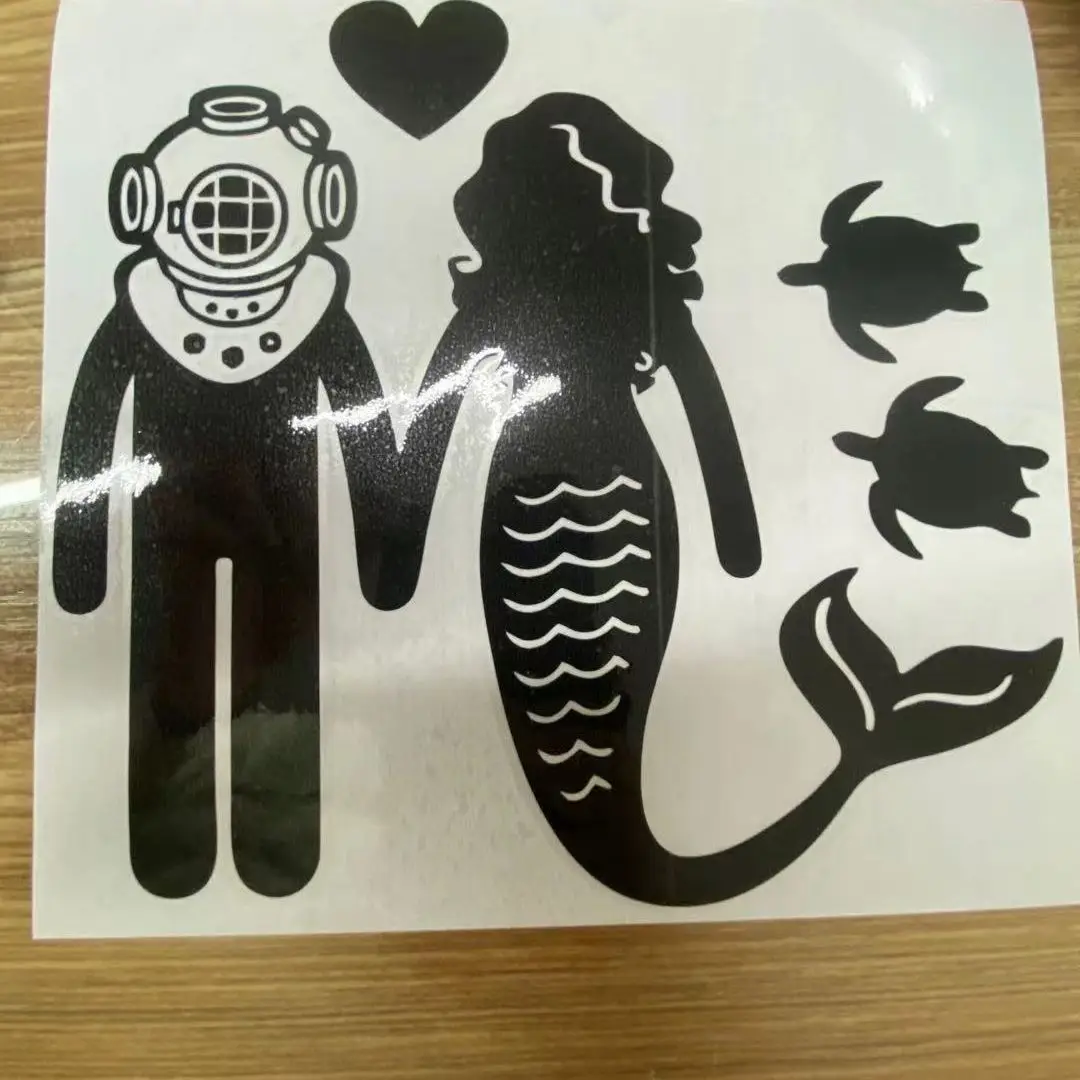 19CM*17.6CM Sailors Mermaid Car Stickers Diving Diver Sea Ocean vinyl decal stickers Cute Fashion Funny | Автомобили и мотоциклы