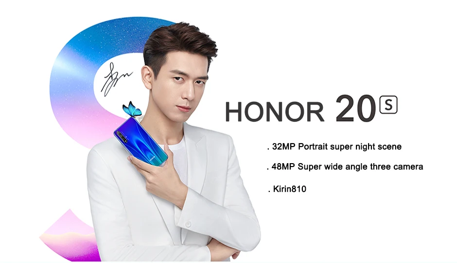 Honor 20 S мобильный телефон honor 20 S 6,26 дюймов Восьмиядерный Android 9,0 отпечаток пальца ID GPU Turbo 3,0 Google play 20 Вт Быстрая зарядка