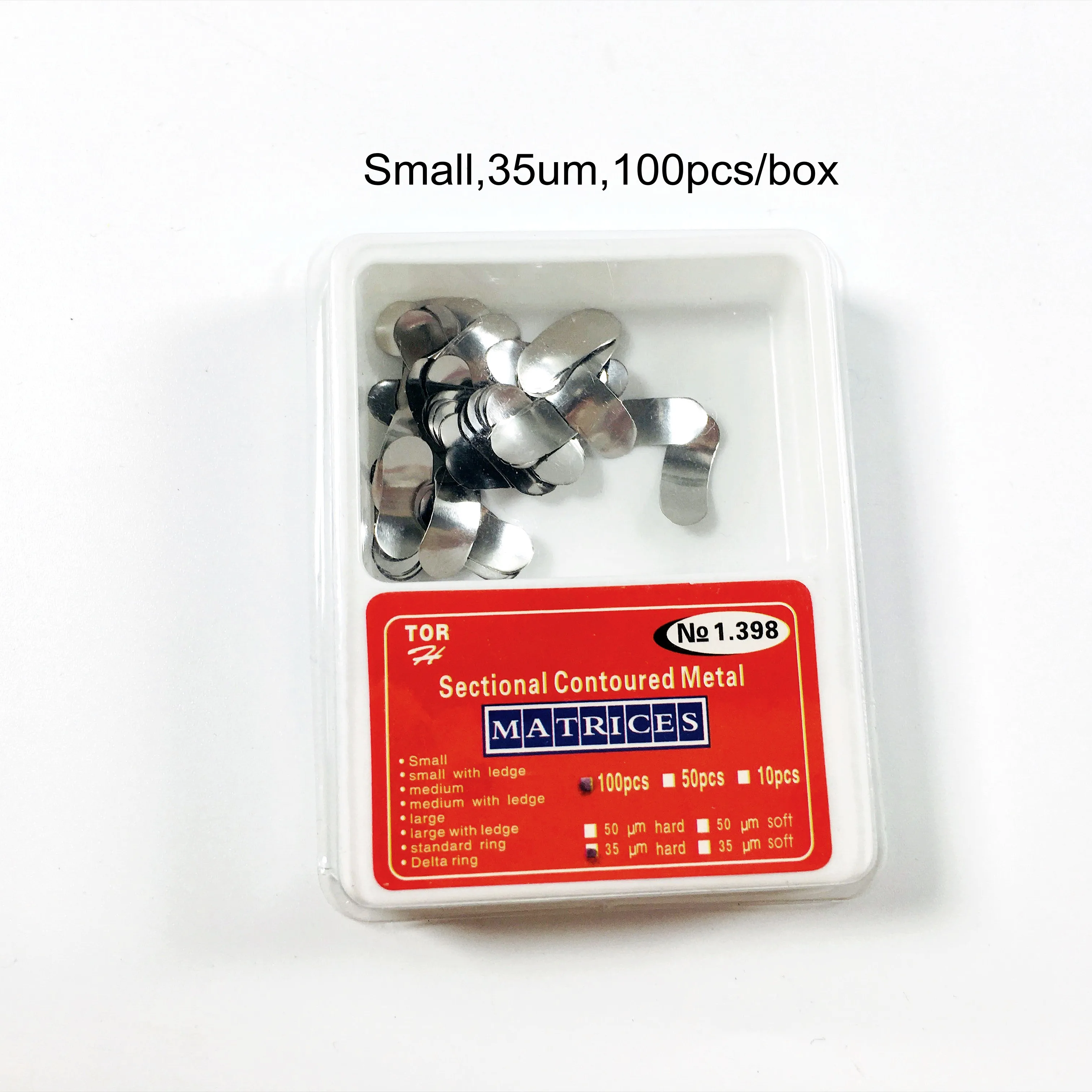 

Small Dental SS Matrix Sectional Bands Composite Fill 35um 100pcs/Box