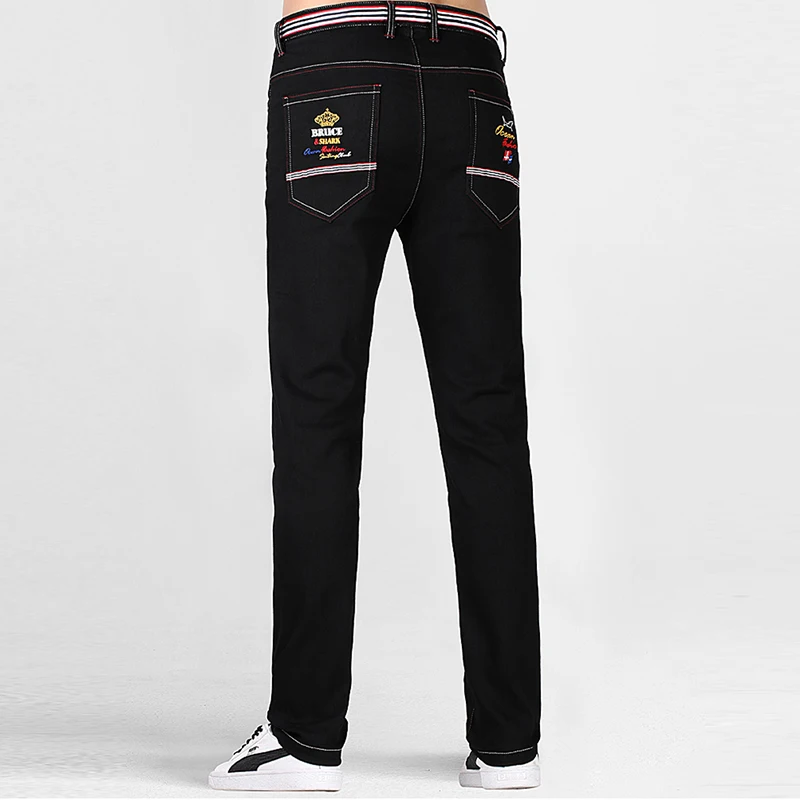 Джинсы мужские с эффектом потертости Брюса и акулы модные повседневные